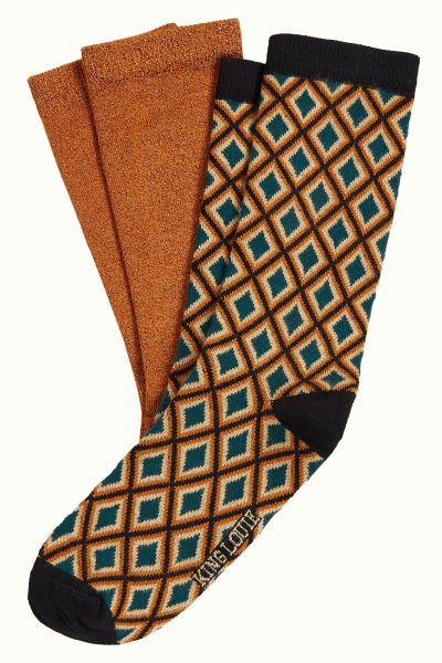 KING LOUIE - SOCKS 2-PACK BRASH - DAMEN SOCKEN IM 2-ER PACK - MAPLE ORANGE