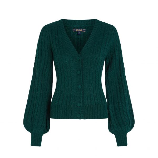 KING LOUIE - CARDI V FARFALLE - DAMEN SRICKJACKE - PINE GREEN