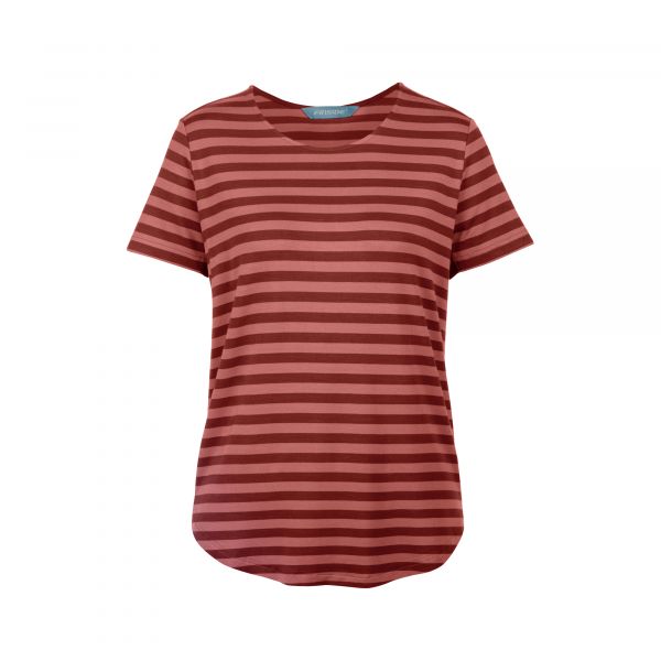 FINSIDE - MEKKOLI - OVERSIZE DAMEN SHIRT AUS GESTREIFTEM BAMBUSJERSEY - CRANBERRY/TERRA COTTA