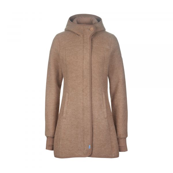 FINSIDE - KANSA - DAMEN WOLLFLEECE LANGJACKE MIT KAPUZE - ZIP IN INNENJACKE