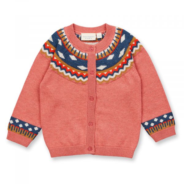 SENSE ORGANICS - MAXIM - STRICK CARDIGAN - PINK + PATTERN