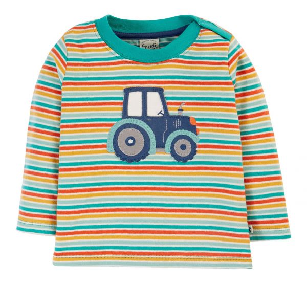 FRUGI - ORION APPLIQUE TOP - STREIFFEN- LANGARMSHIRT MIT TRAKTOR APPLIKATION FÜR KLEINKINDER - IGUAN