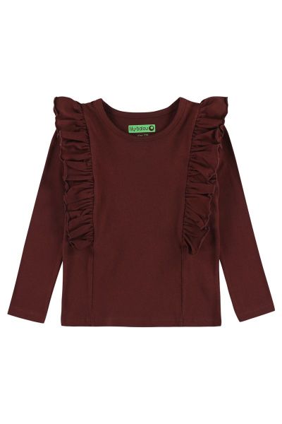 LILY BALOU - CHARLOTTE RUFFLE T-SHIRT - MÄDCHEN OBERTEIL MIT RÜSCHEN - BORDEAUX