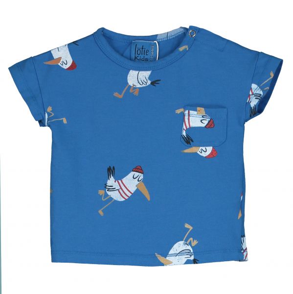 LÖTIEKIDS - SHORT SLEEVE BABY T-SHIRT - KURZARM OBERTEIL - ROYAL BLUE SEAGULL ALLOVER