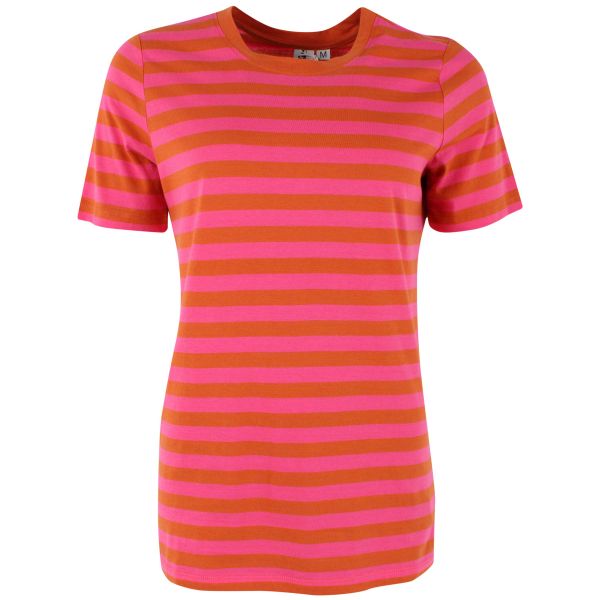 DANEFAE - DANEBASIC MY TEE - GESTREIFTES DAMEN KURZARMSHIRT - LIGHT RUST/BRIGHT PINK