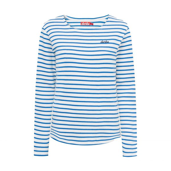 DERBE - INTERSTRIPED - DAMEN - T-SHIRT - OFF WHITE/PRINCESS BLUE