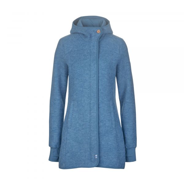 FINSIDE - KANSA - DAMEN WOLLFLEECE LANGJACKE MIT KAPUZE - ZIP IN INNENJACKE