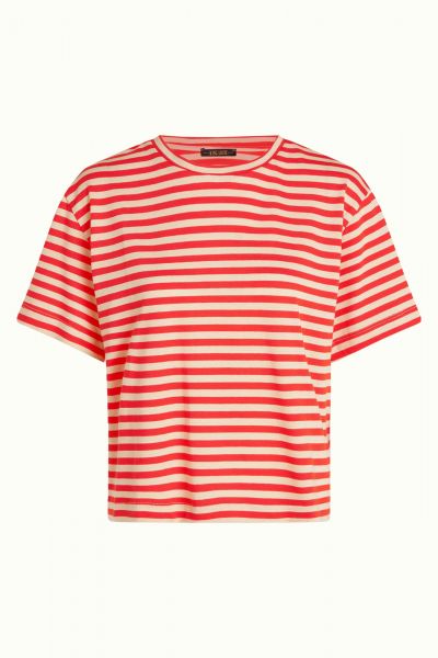 KING LOUIE - BOXY TEE CHOPITO STRIPE - DAMEN KURZARM OBERTEIL - FIRE RED