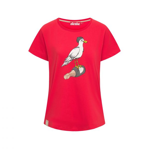 DERBE - STURMMÖWIN - DAMEN - T-SHIRT - RED/LAVA SMOKE