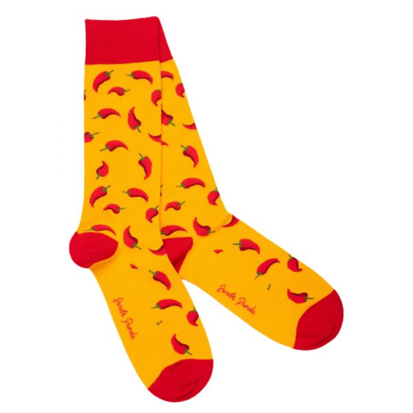 SWOLE PANDA - RED CHILLI BAMBOO SOCKS - DAMEN SOCKEN MIT SCHARFEN SCHOTEN - RED/YELLOW