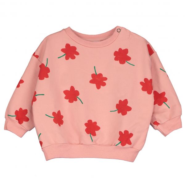 LÖTIEKIDS - BABY SWEAT-SHIRT - PULLOVER - PALE PINK POPPIES ALL OVER