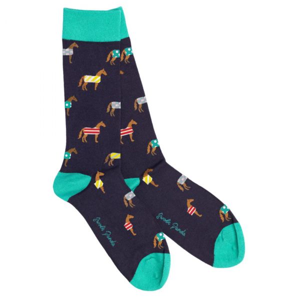 SWOLE PANDA - HORSE BAMBOO SOCKS - DAMEN SOCKEN MIT PFERDEN - D-BLUE