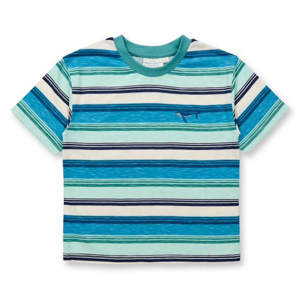 SENSE ORGANICS - ANTON - KURZARM T- SHIRT - MULTI BLUE STRIPES + WHALE