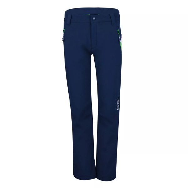 TROLLKIDS - KIDS FJELL SOFTSHELL PANT - SOFTSHELLHOSE - NAVY/GREEN