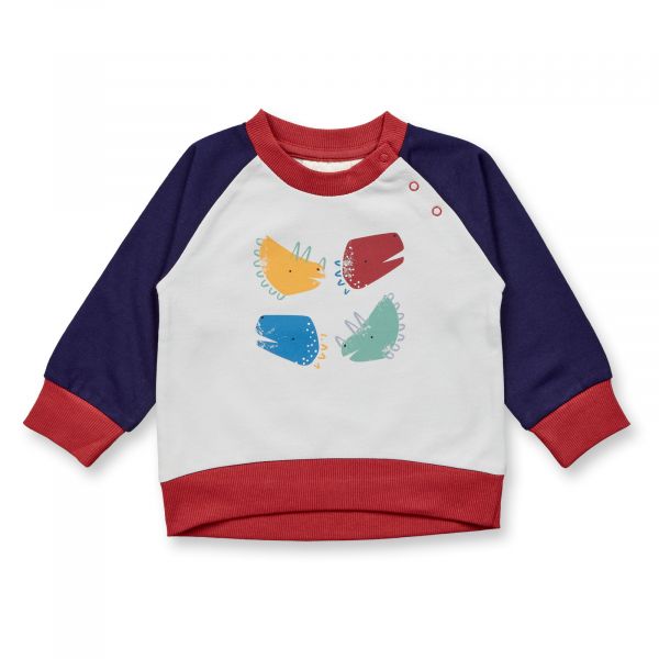 SENSE ORGANICS - BUDA - BABY SWEATER - LIGHT GREY/NAVY + DINOS