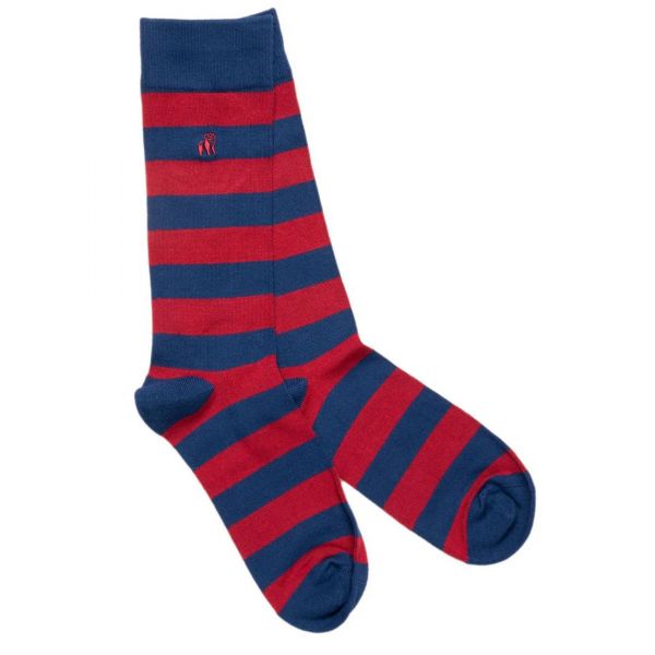 SWOLE PANDA - BRGUNDY STRIPED SOCKS - GESTREIFTE HERREN SOCKEN - BLAU/ROT