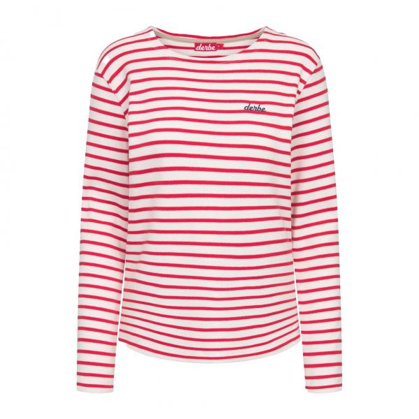 DERBE - INTERSTRIPED - DAMEN - T-SHIRT - OFF WHITE/RED