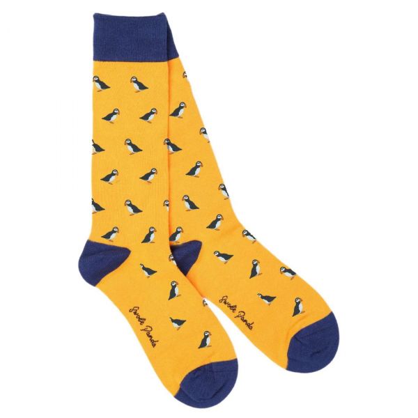 SWOLE PANDA - PUFFIN BAMBOO SOCKS - DAMEN SOCKEN MIT PAPAGEIENTAUCHERN - YELLOW