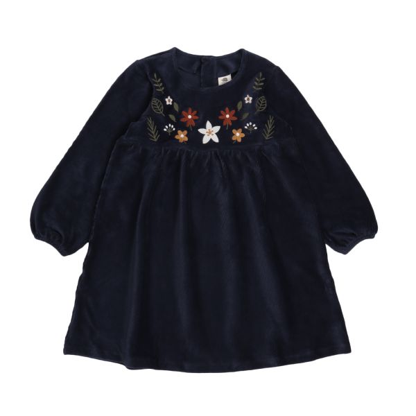 WALKIDDY - CORD EMBRODERED DRESS - LANGARMKLEID - CORD NAVY