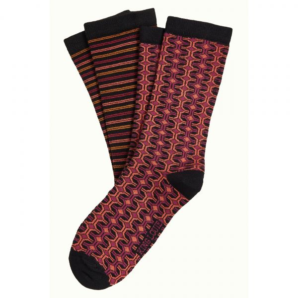 KING LOUIE - SOCKS 2-PACK SAVILE - DAMEN SOCKEN IM 2-ER PACK - WILD FUCHSIA