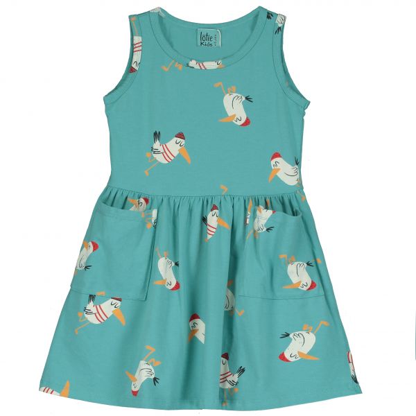 LÖTIEKIDS - DRESS SLEEVELESS POCKETS - KURZARM KLEID - PACIFIC SEAGULLS ALL OVER