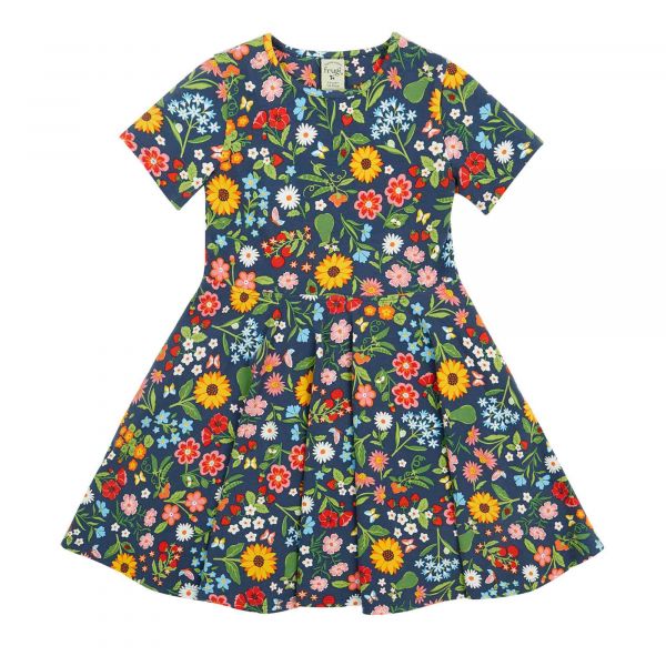 FRUGI - SUNSHINE SKATER DRESS - KURZARM KLEID MIT BLUMENPRINT - POTAGER GARDEN