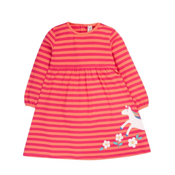 FRUGI - DOLCIE DRESS - JERSEY STREIFENKLEID MIT PFERDE APPLIKATION - CANTALOUPE STRIPE/HORSE