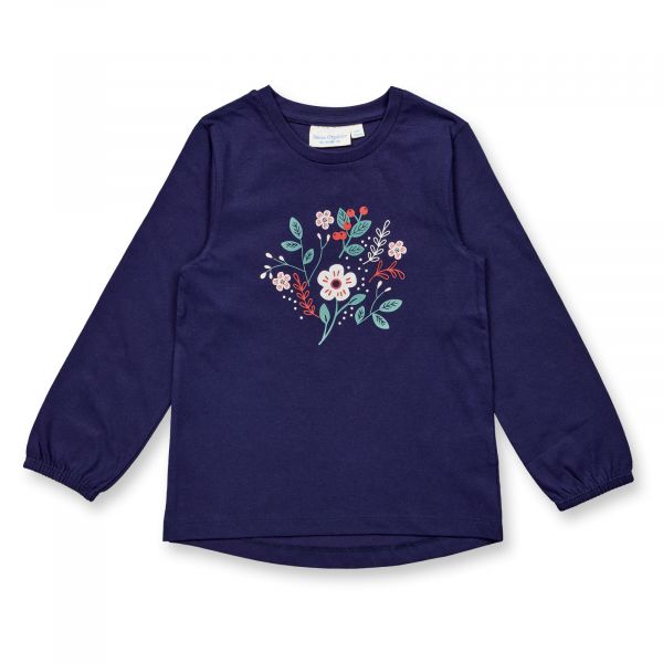 SENSE ORGANICS - NINA - SHIRT LANGARM - NAVY + FLOWERS