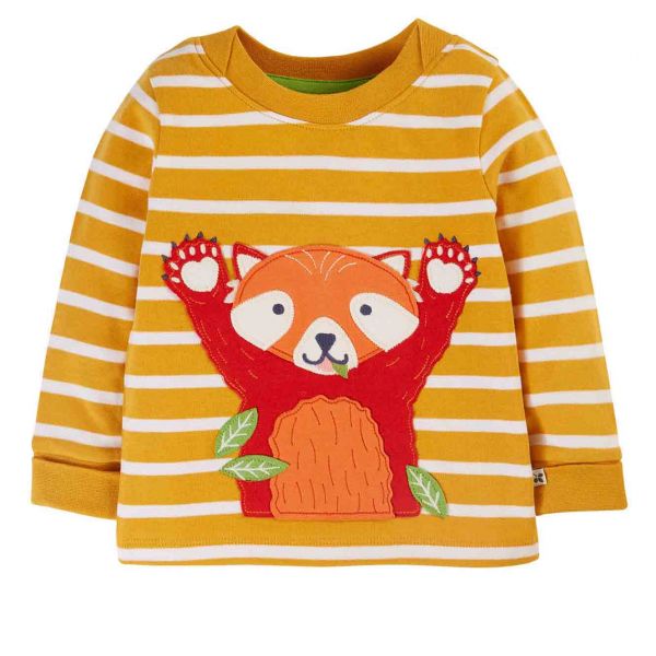 FRUGI - EASY ON TOP - LANGARMSHIRT MIT PANDA APPLIKATION - GOLD BRETON STRIPE/RED PANDA