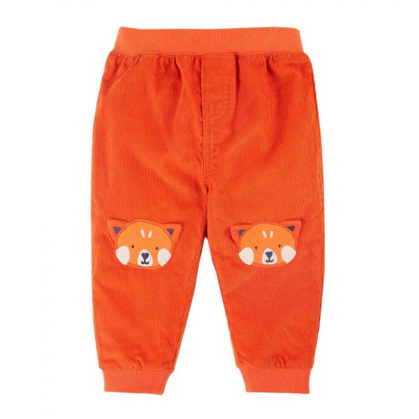 FRUGI - CASSIUS CORD TROUSERS - FEINKORDHOSE MIT PANDA- KNIEVERSTÄRKUNGEN - BONFIRE/RED PANDA