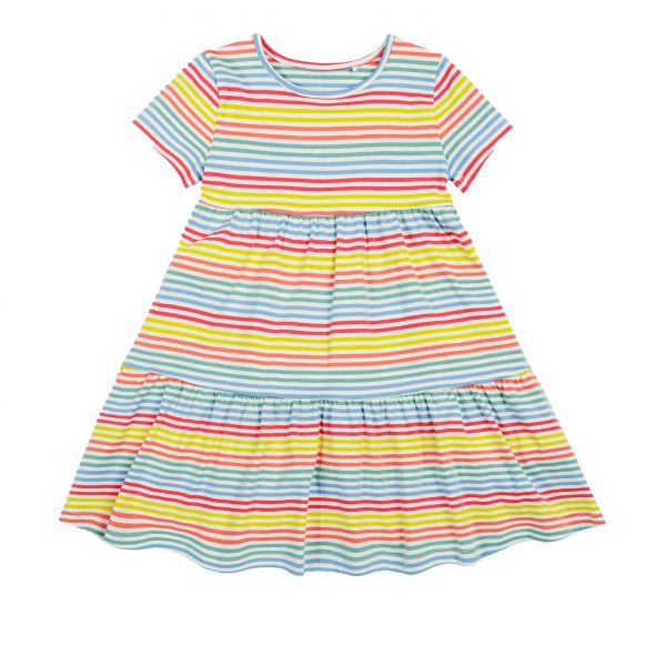 FRUGI - LUCY DRESS - KURZARM KLEID - CORNFLOWER RAINBOW STRIPE