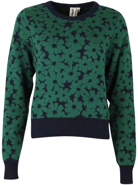 DANEFAE - DANEFOX COTTON JAQUARD SWEATER - DAMEN PULLOVER - DARK PINE/DARK NAVY